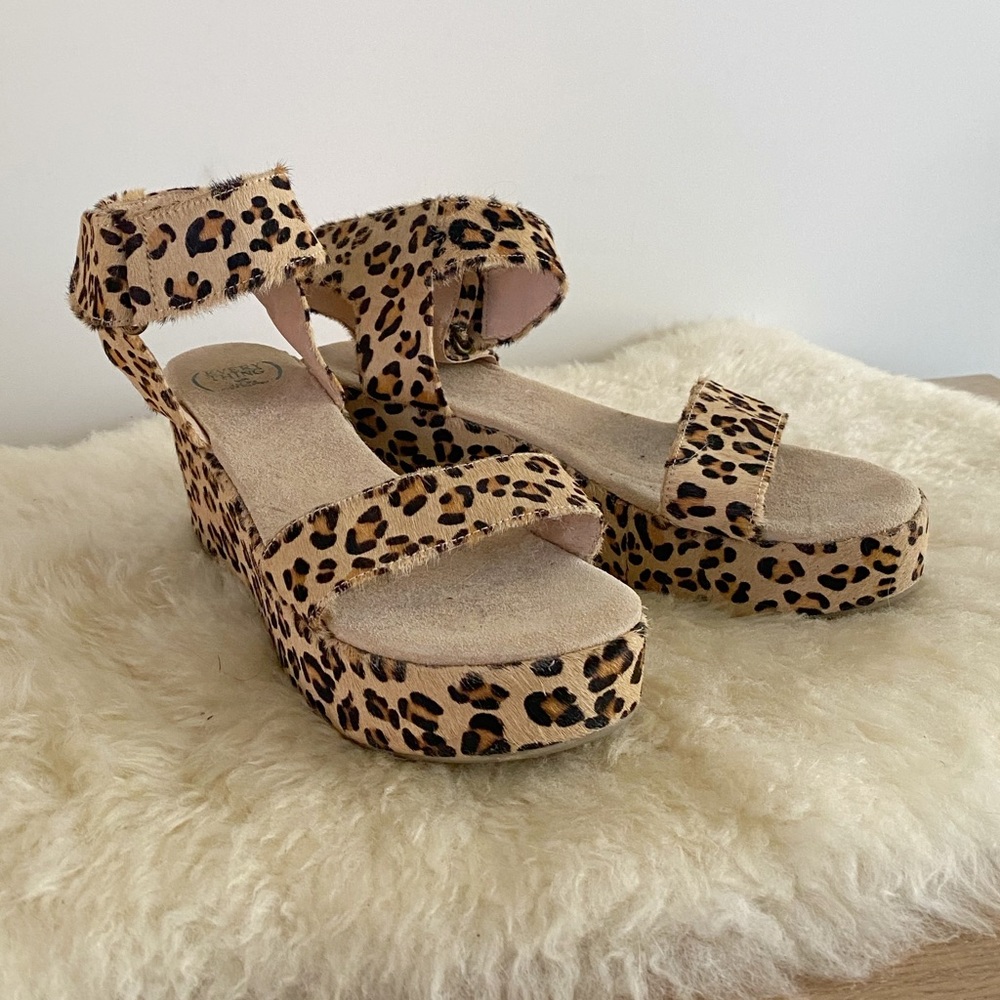 Pony hair leopard platform sandals - Never worn!